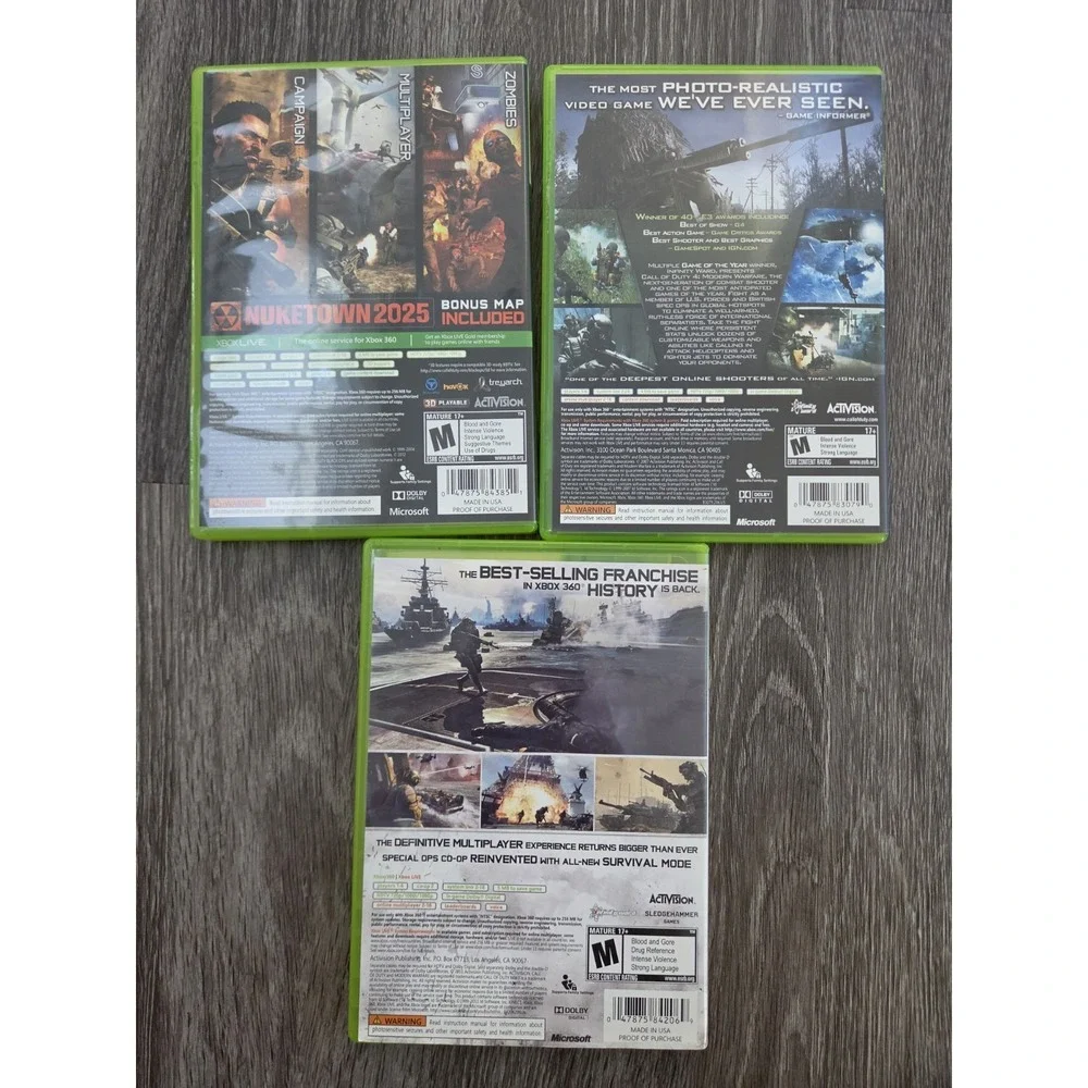 Call Of Duty Xbox 360 Games (Lot of 3)